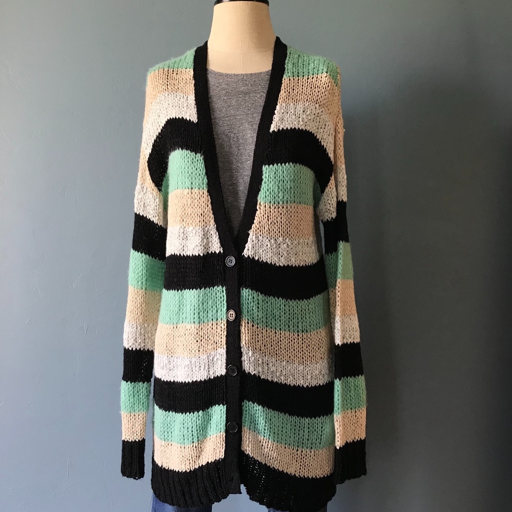 Mink Pink Striped Oversized Cardigan